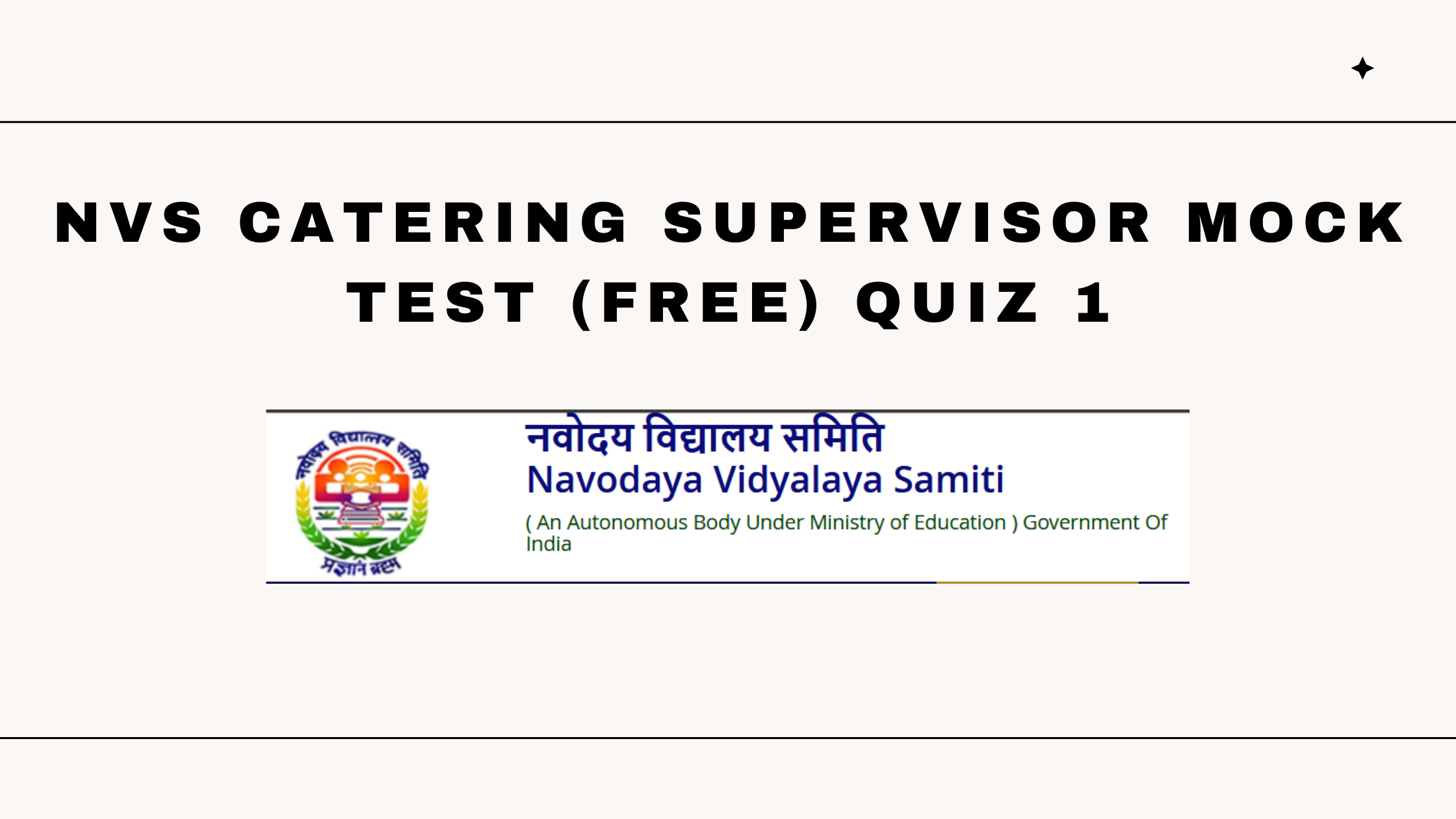 NVS Catering Supervisor Mock Test (Free) Quiz 1