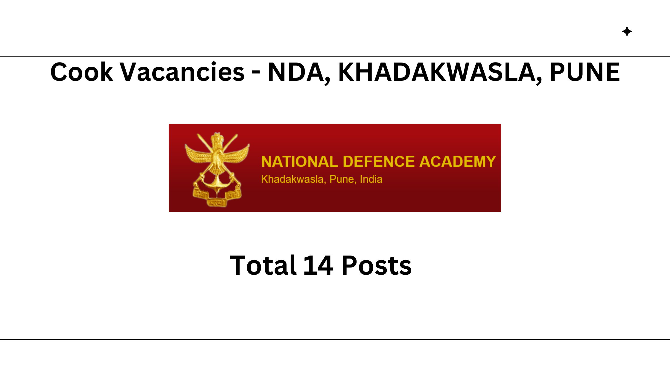 Cook Vacancies  NATIONAL DEFENCE ACADEMY, KHADAKWASLA, PUNE