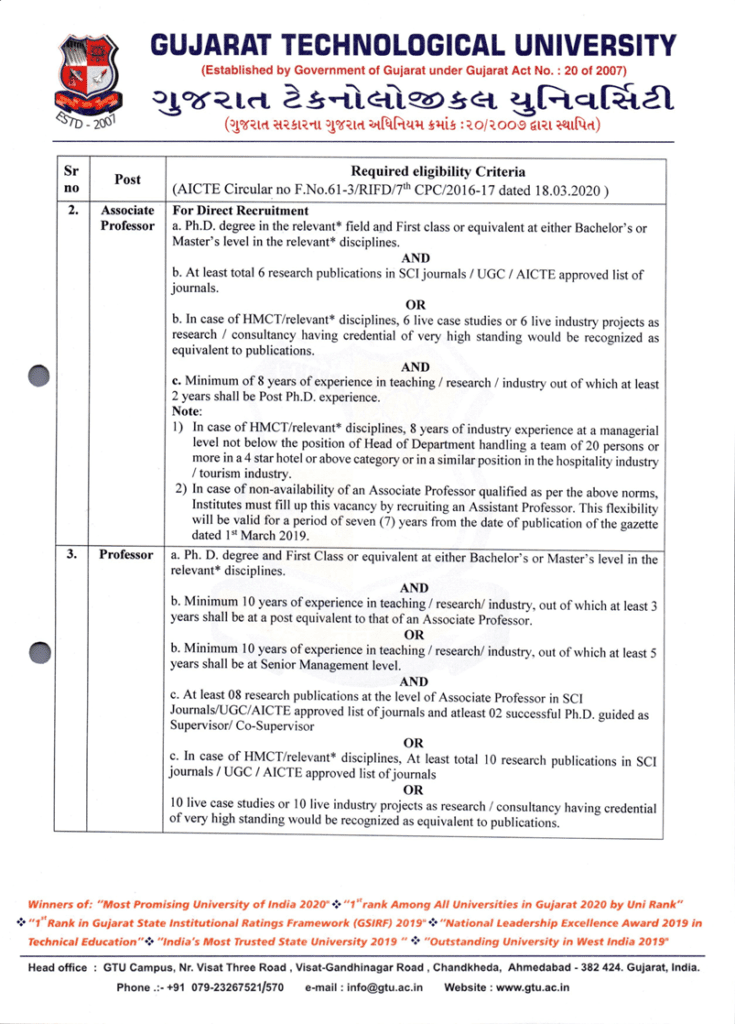 University rules/ Eligibility criteria