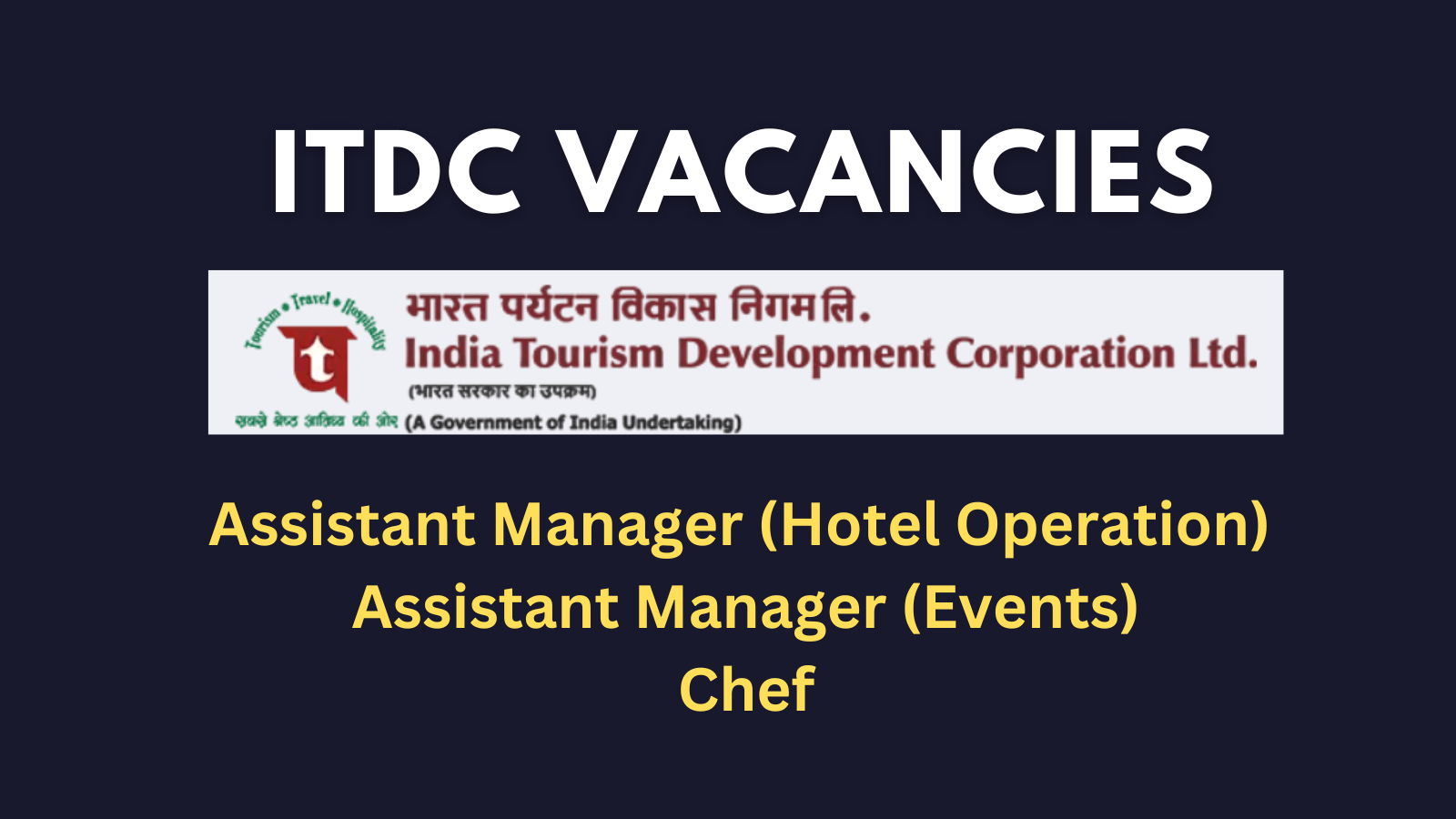 ITDC Vacancies for Hotel Management